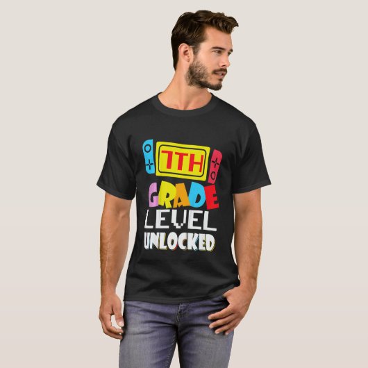 T-shirt Kids 7th Grade Level Unlocked Video Gamer Back To  (Devant entier)