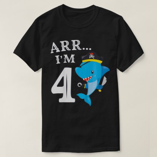 T-shirt Kids ARR I'M 4 Birthday Pirate I 4th Birthday Sha (Design devant)