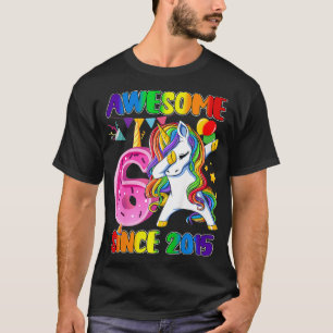 T-shirt Kids Awesome Dabbing Unicorn Since 2015 6th Birthd