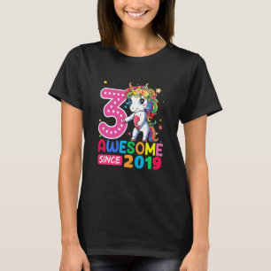 T-shirt Kids Awesome Since 2019 Flossing Unicorn 3rd Birth
