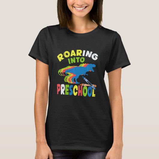 T-shirt Kids Back To School Dinosaur Roaring Into Preschoo (Devant)