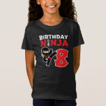 T-Shirt Kids Birthday Ninja<br><div class="desc">8 makes design makes a parfaite venin pour 8 ans d'âge ninja birthday. "It feese the Japanese Symbole for Ninjutsu with a cartoon ninja doing a karate kick that the birthday or girl will love" This ninja birthday design for boys and girls is a perfect fit for 8 year olds...</div>