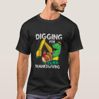 T-shirt Kids Digging For Thanksgiving Day Cool Dinosaur Re