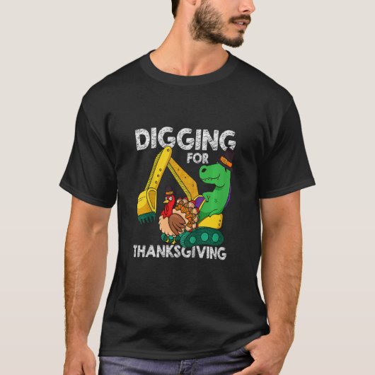 T-shirt Kids Digging For Thanksgiving Day Cool Dinosaur Re (Devant)