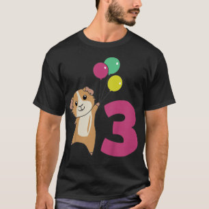 T-shirt Kids Guinée Pig Third Birthday Balloons 