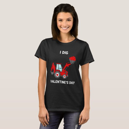 T-shirt Kids I Dig Valentines Day Hearts Tractor Funny Tod (Devant entier)