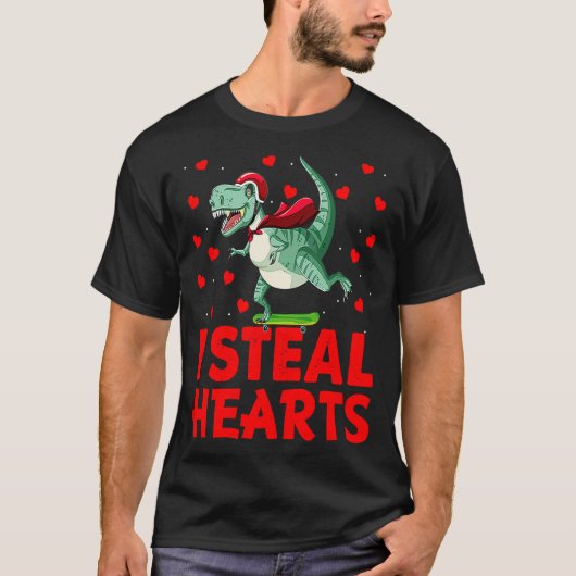 T-shirt Kids I Steal Hearts Dinosaur Valentines Day For Ba (Devant)