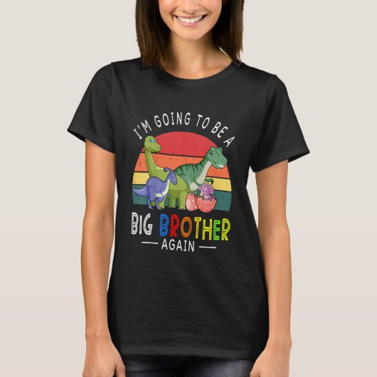 T-shirt Kids I'm Going To Be A Big Brother Again 2023 Dino (Devant)
