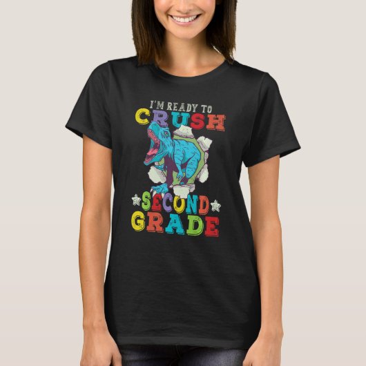 T-shirt Kids Im Ready To Crush 2nd Grade Dinosaur Back To (Devant)