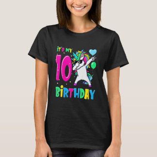 T-shirt Kids It's My 10th Birthday Dabbing Unicorn