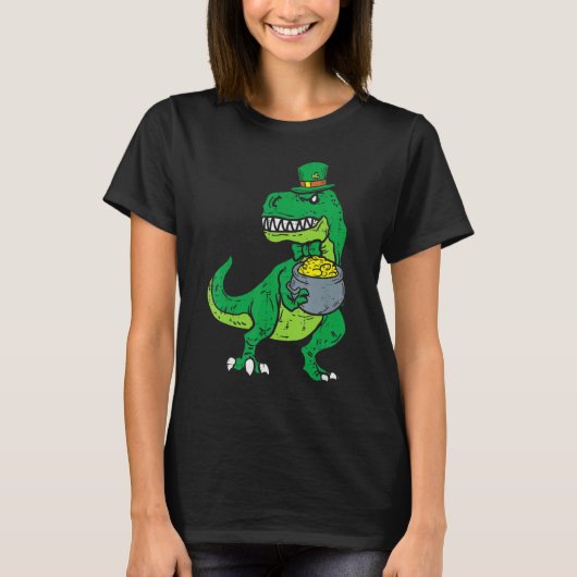 T-shirt Kids Leprechaun Irish T-Rex Dinosaur St Patrick Da (Devant)