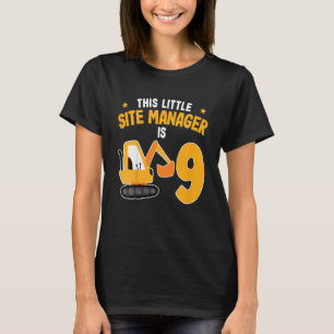 T-shirt Kids Little Site Manager 9th Birthday 9 Year Digge