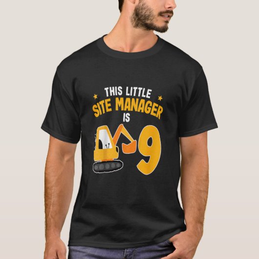T-shirt Kids Little Site Manager 9th Birthday 9 Year Digge (Devant)