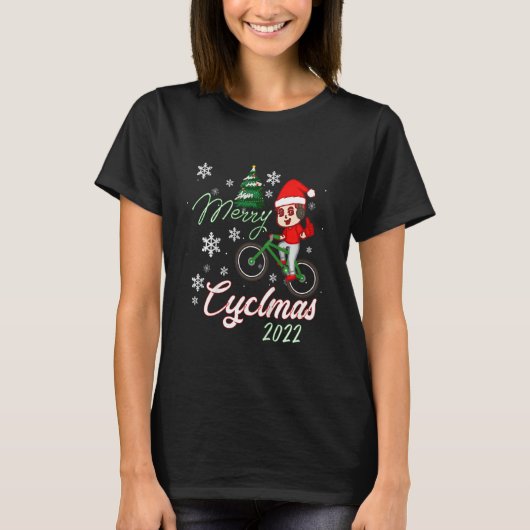 T-shirt Kids Merry Cyclmas Chrismas Tree 2022 Biking Cycli (Devant)
