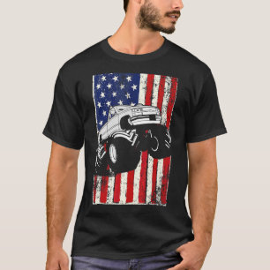 T-shirt Kids Monster Truck American Flag Racing Usa Patrio