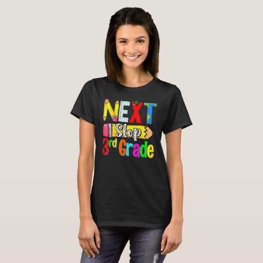 T-shirt Kids Next Stop 3rd Grade First Day Of School Hello (Devant entier)