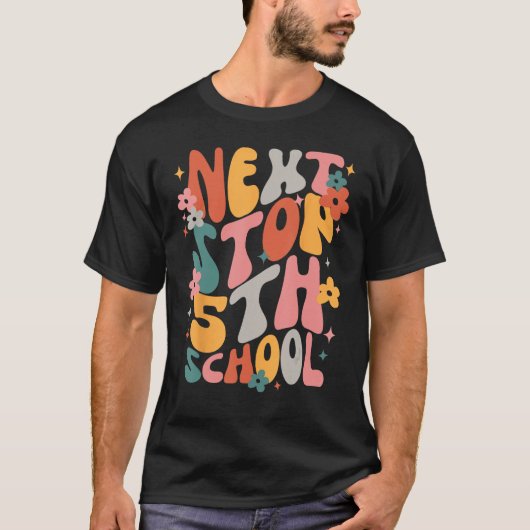 T-shirt Kids Next Stops 5th Grade Groovy Vibes First Day O (Devant)