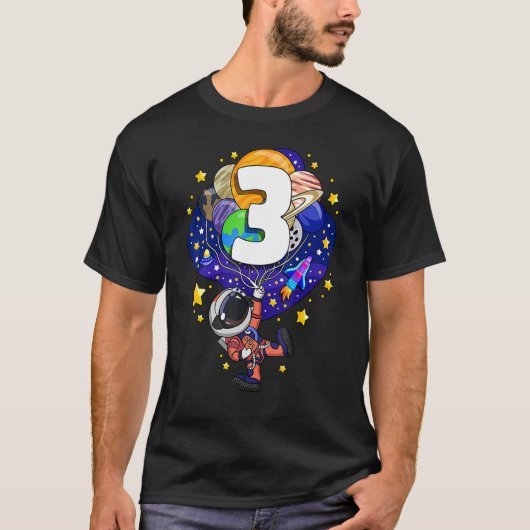 T-shirt Kids Outer Space Astronaute 3rd Birthday Boy 3 Yea (Devant)