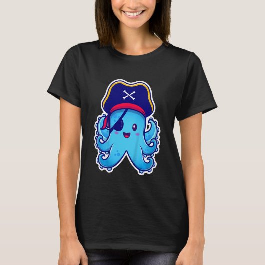T-shirt Kids Pirate Octopus cute children's design (C) (Devant)
