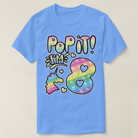 T-shirt Kids Pop It 8th Birthday Girls Boys 8 Years Old Fi (Design devant)