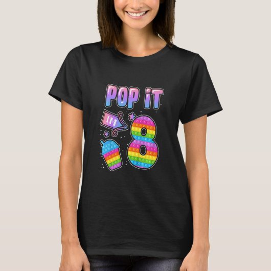 T-shirt Kids Pop It I'm 8 Turning 8 Milk Tea Fidget Toy 8t (Devant)