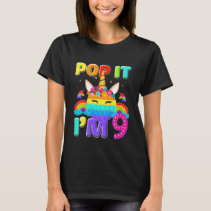 T-shirt Kids Pop It I'm 9th Birthday Décorations Unicorn F