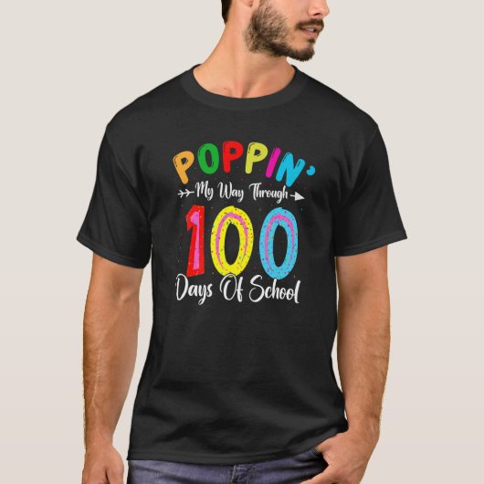 T-shirt Kids Poppin My Way Through Happy 100 Days of Schoo (Devant)