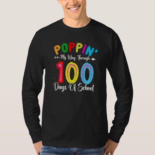 T-shirt Kids Poppin My Way Through Happy 100 Days of Schoo (Devant)