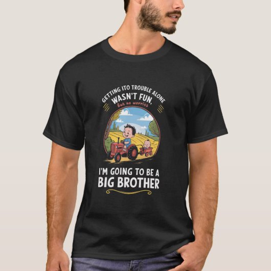 T-shirt Kids Promoted to Big Tee Brother Cute Tractor Them (Devant)