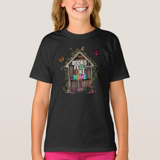 T-shirt Kids Rainbow Book Home T-Shirt: Cozy Reading Lover (Devant)