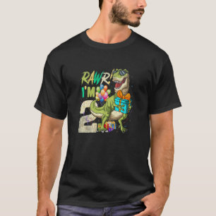 T-shirt Kids Rawr I'm 2 Second Rex 2e Anniversaire Dinosau