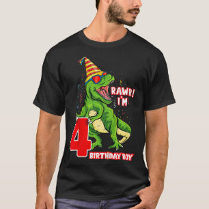 T-shirt Kids Rawr I'm 4 4th Birthday T Re Dinosaur Party G