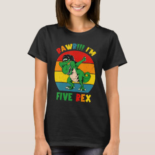 T-shirt Kids Rawr I'm 5 5e anniversaire Dinosaur Party Awe
