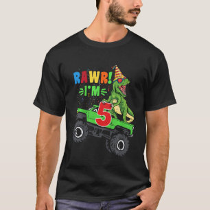T-shirt Kids Rawr I'm 5 Dinosaur Monster Truck T Rex 5th B