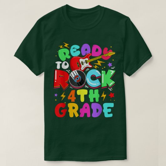 T-shirt Kids Ready To Rock 4th Grade Guitar Back To School (Design devant)