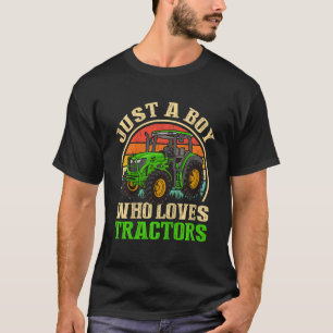 T-shirt Kids Retro Farm Lifestyle Just A Boy Who Loves Tra