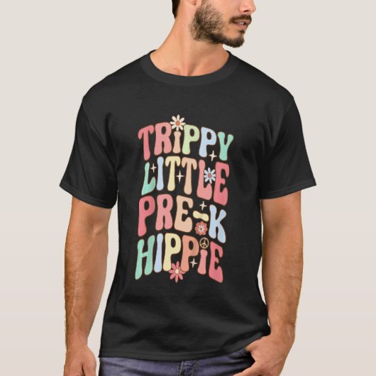 T-shirt Kids Retro Pre K Trippie Little Hippy Kids Back to (Devant)