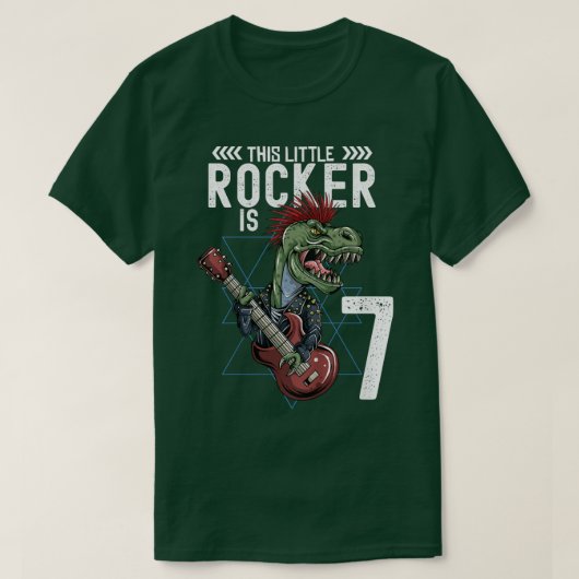 T-shirt Kids Rock and Roll Music T Rex Dinosaur 7e anniver (Design devant)