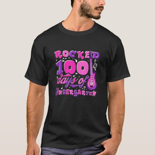 T-shirt Kids Rocked 100 Days Of Kindergarten (Devant)