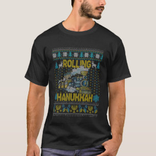 T-shirt Kids Rolling Hanukkah Train Ugly Chanukah Jewish T
