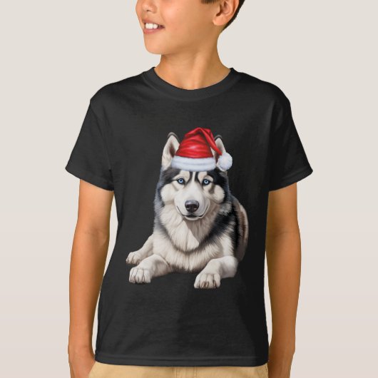 T-shirt Kids Siberian Husky Dog Lover Funny Christmas (Devant)
