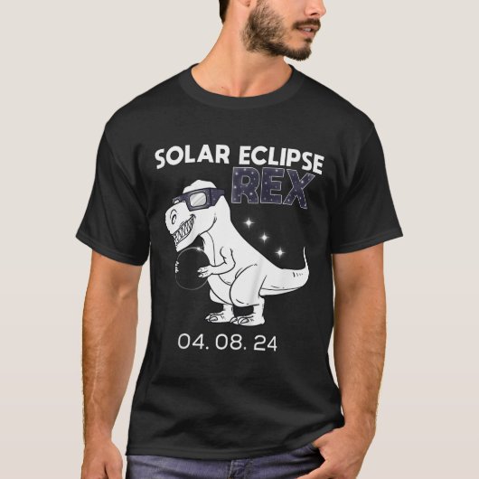 T-shirt Kids Solar Eclipse T Rex 04.08.2024 Dino Fun Toddl (Devant)