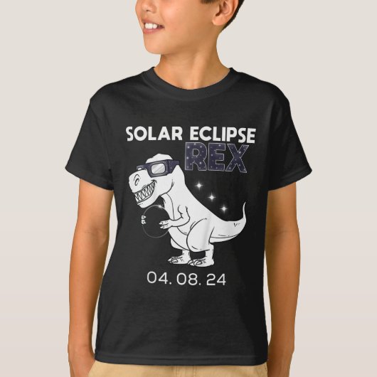 T-shirt Kids Solar Eclipse T Rex 04.08.2024 Dino Fun Toddl (Devant)