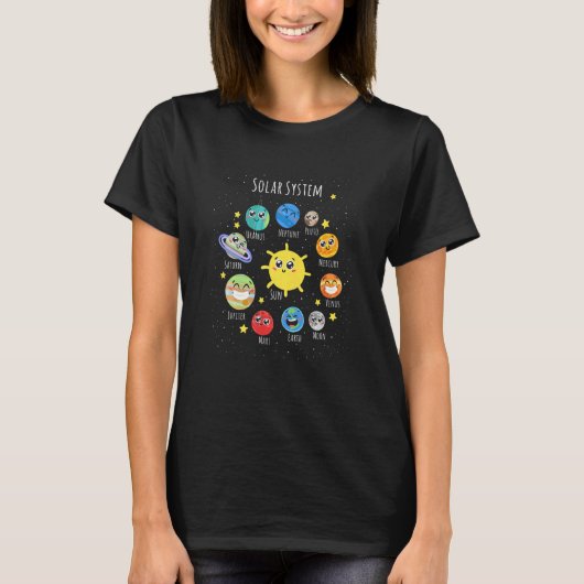 T-shirt Kids Solar System Planets Science Space Boys Girls (Devant)
