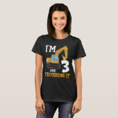 T-shirt Kids Three 3yr 3th Birthday Digger Boy Constructio (Devant entier)