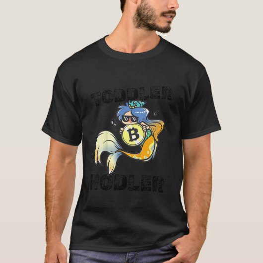 T-shirt Kids Toddler Hodler Bitcoin Mermaid with Sunglasse (Devant)