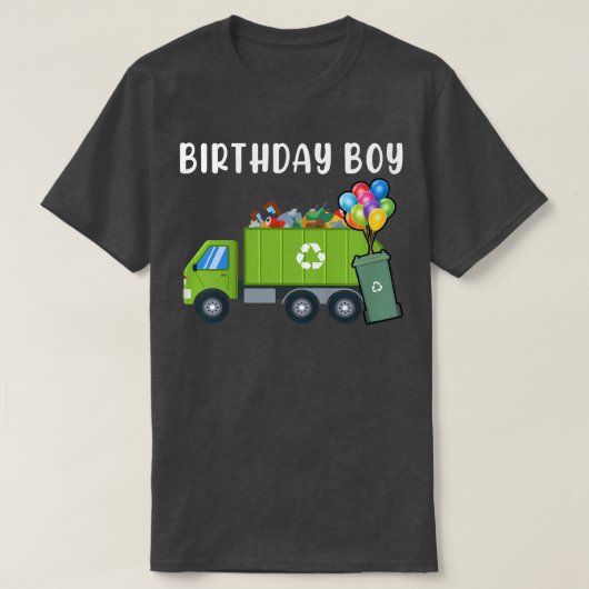 T-shirt Kids Trash Bin Birthday Boy Garbage Trucks (Design devant)