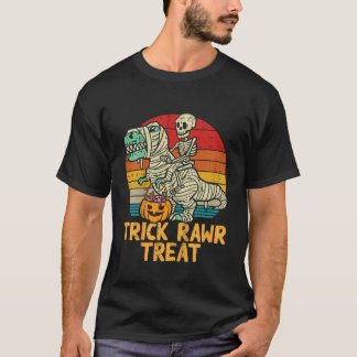 T-shirt Kids Trick Rawr Treat Skeleton Trex Dino Toddler B