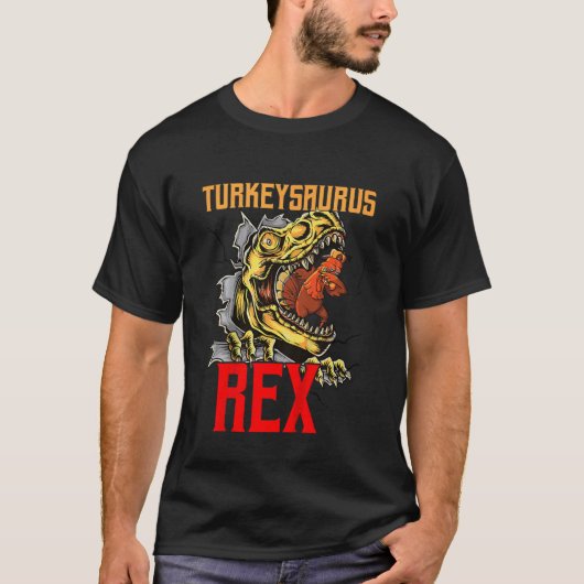 T-shirt Kids Turkeysaurus Rex Dab Turkey Dino Thanksgiving (Devant)