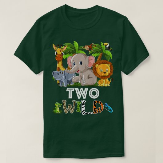 T-shirt Kids Two Wild Zoo Theme Birthday Safari Jungle Mat (Design devant)